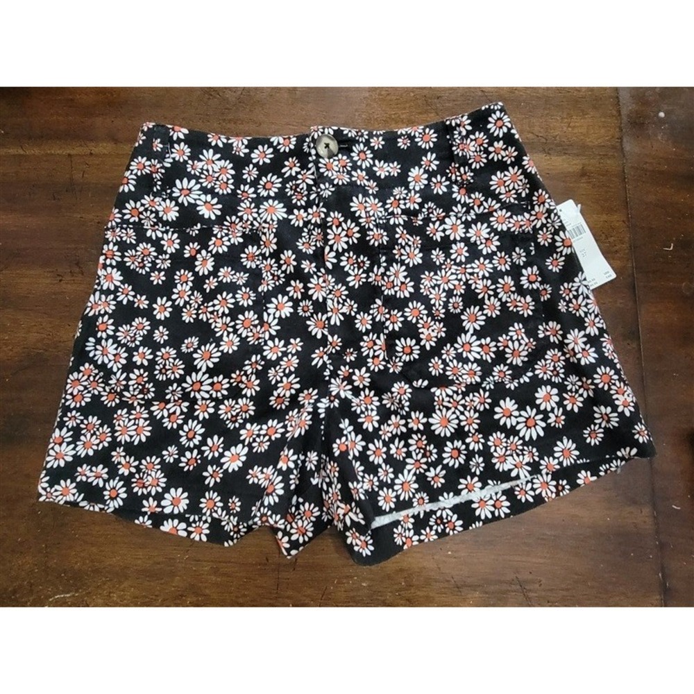 NWT Anthropologie Colette Linen Blend Shorts Black with Daisy Print 121610 - Picture 4 of 4